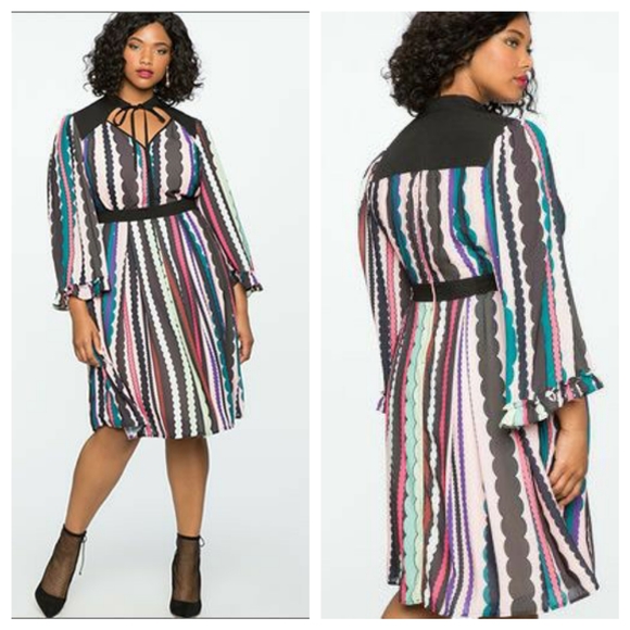 Eloquii Dresses & Skirts - Tie Neck Ruffle Sleeve Dress